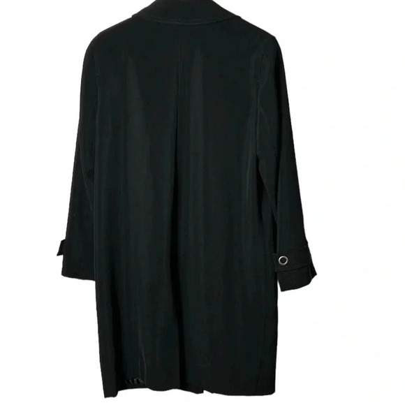 Novelti  coat,women large  PTP 21” black,front snap,shirt collar,career,classy - Picture 2 of 15
